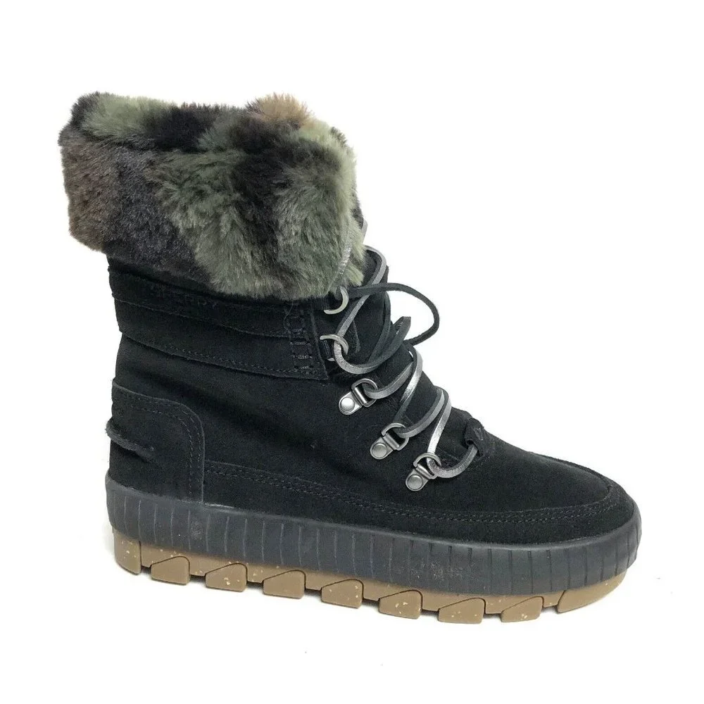 Sperry Womens Torrent Winter Lace up Boot Black Camo Size 7.5 M